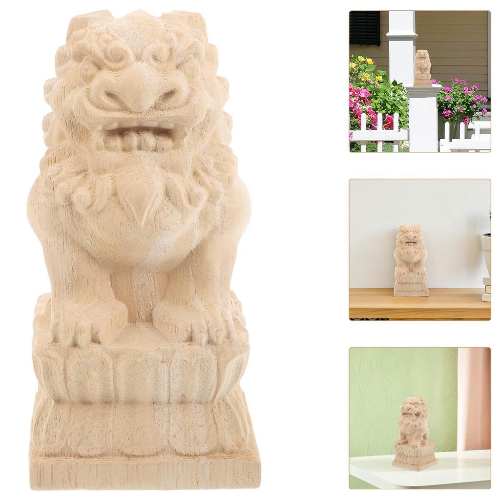Bridge Stigma Decoration Garden Ornaments Wooden Miniature Chinese Model Fence Post Finial Lion Tops