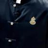 Retro Chinese Hollow Gourd Brooch: Gold-Plated Shell, Zircon, Pearl Pin, DIY Accessory