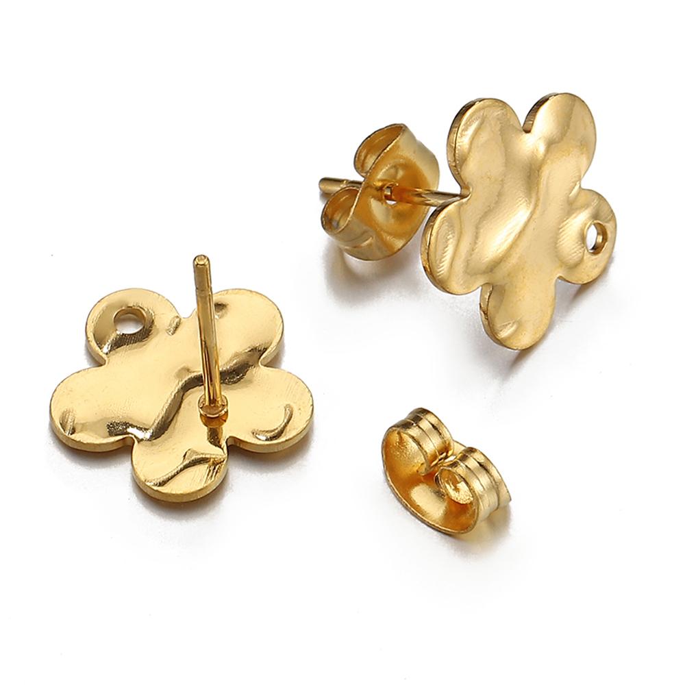 10pcs Stainless Steel Earrings Posts Ear Studs Star Flower Dangle Earrings Base for Earring Jewelry Making DIY Accessories