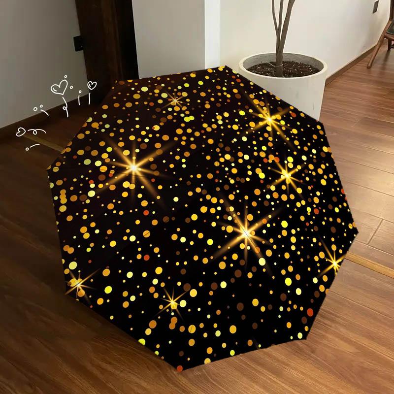 1pc Golden Sparkles Themed High-quality Umbrella,Automatic Opening and Closing Umbrella,Multi-functional Umbrella G0811189