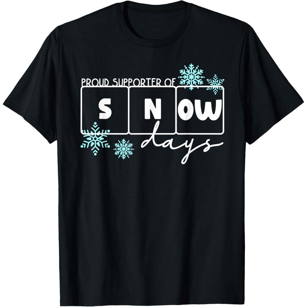 Proud Supporter of Snow Days Funny Xmas Holiday Teachers T Shirt 3XL чёрный