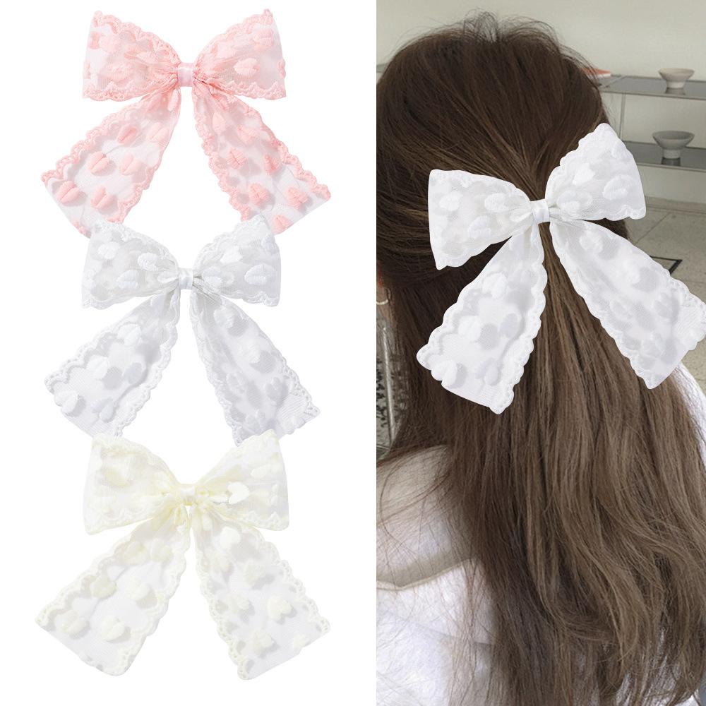 Children'S Embroidery Mesh Lace Bow Princess Hairpin Fabric Hair Accessories Girls Headgear 4459