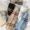 5/10 Paar Herren Doppelstrick Jacquard Streifen Mittelwaden Socken Herbst Gekämmte Baumwollsocken Bequem
