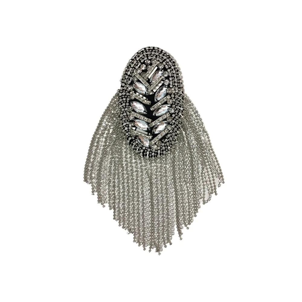 New Rhinestone Shoulder Tassel Epaulet Detachable Gold Shoulder Epaulettes Long Chain Brooch Clothing Accessories