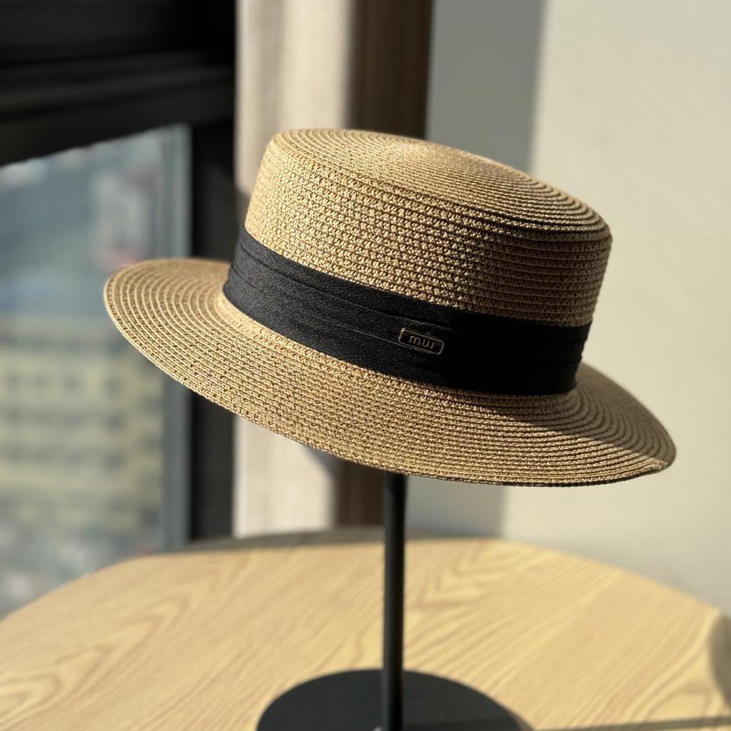 New French Flat-top Sunshade Straw Hat Women's Summer Outdoor Sunshade Sunscreen Fashion Sun Hat