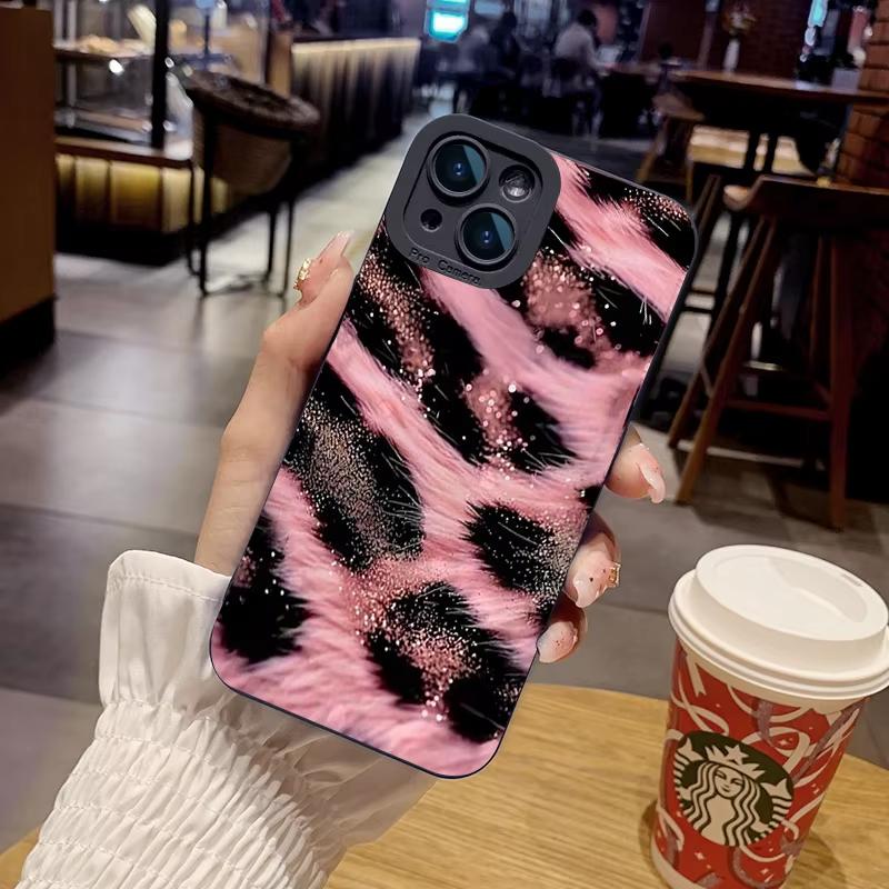 New Luxury Pink Leopard Print Phone Case For Samsung Galaxy S25 Ultra S26 S24 S23 FE S22 Plus S21 S20 A54 A55 A35 A15 Soft Cover