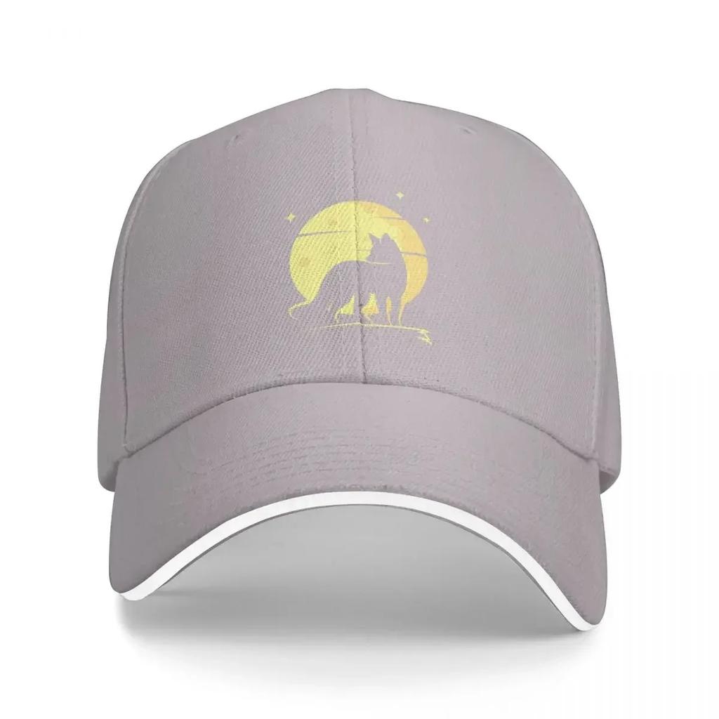 Fox Silhouette with a Full Moon Baseball Cap Streetwear Birthday Military Tactical Cap Men's Baseball Women's