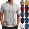 Men's Hooded Pocket Short Sleeved Casual And Comfortable Short Sleeved Top