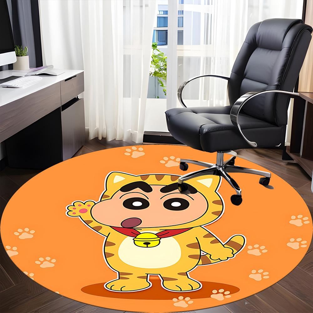 1pc Crayon Shin-chan Tiger Office Round Area Rug, Under Office Chairs Bedroom Living Room Home Decor A1022382