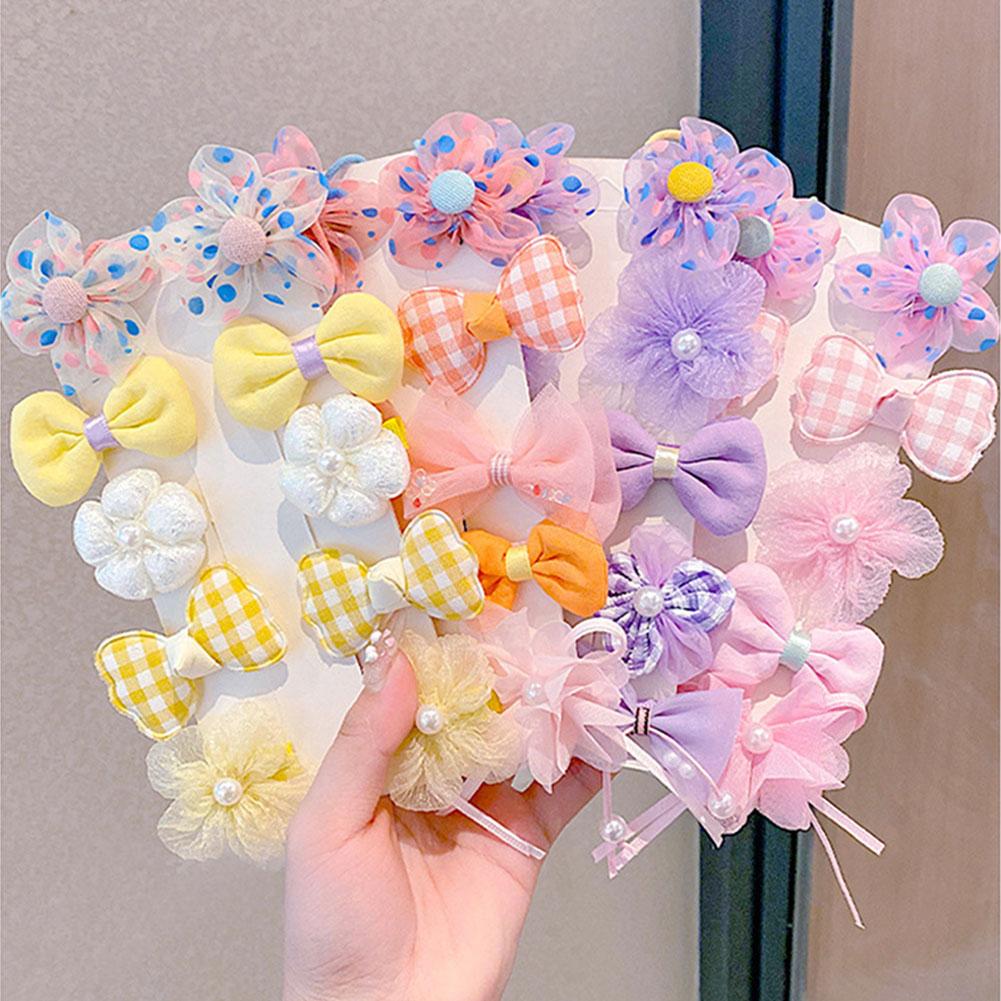 10pcs/set Cute Children Hair Clips Fabric Bowknot Flower Hairpin Bangs Hair Clips Fashionable Hair Accessories Headwear