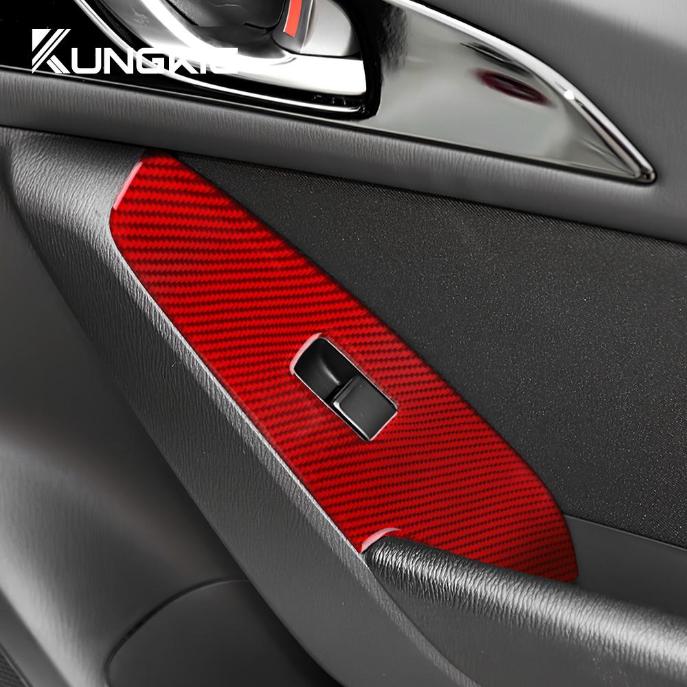 LHD RHD Real Soft Carbon Fiber Sticker For Mazda 3 Axela 2014 2015 2016 2017 2018 Car Window Lift Button Panel Trim Accessories