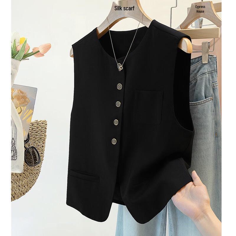 Sybill She Women's Single-Breasted Round Neck Vest