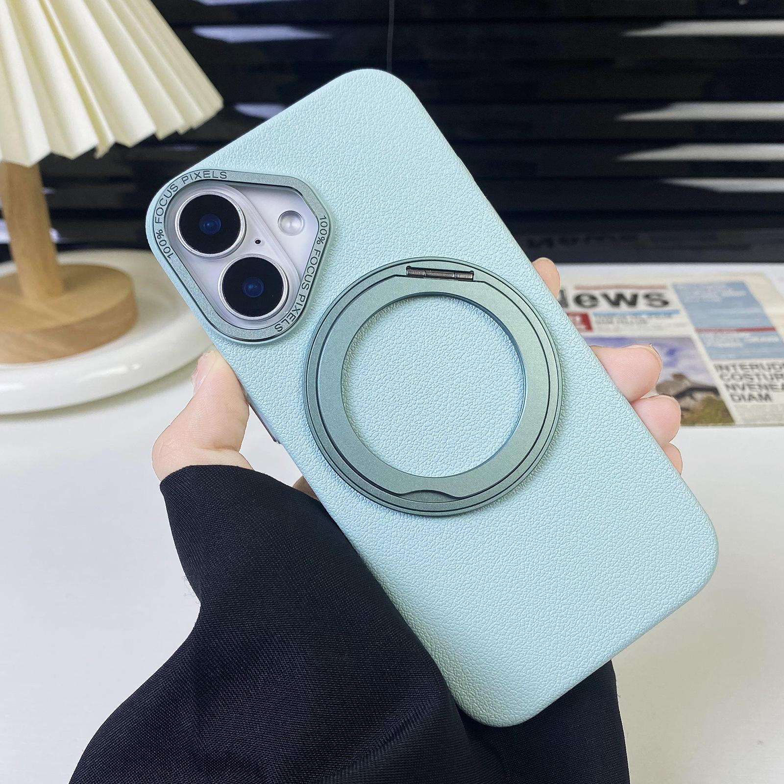 

Подходит для iPhone 16, чехол для мобильного телефона с магнитной присоской, вращающийся кронштейн, большое отверстие, Apple 15, металлический защитный чехол для линз от падения 14 iPhone12 зелёный