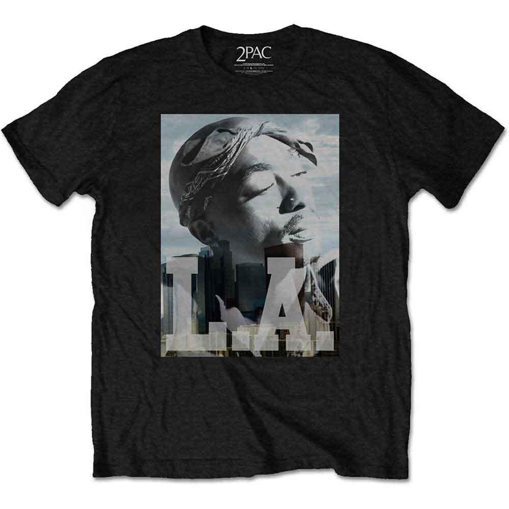 Tupac LA Skyline T-Shirt Black New Unisex T-Shirt M