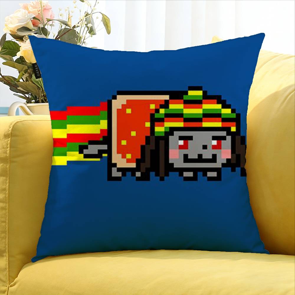 Cute Rainbow Nyan Cat World Various Sizes Square Pillow Case For Car Home Bedchamber Decor