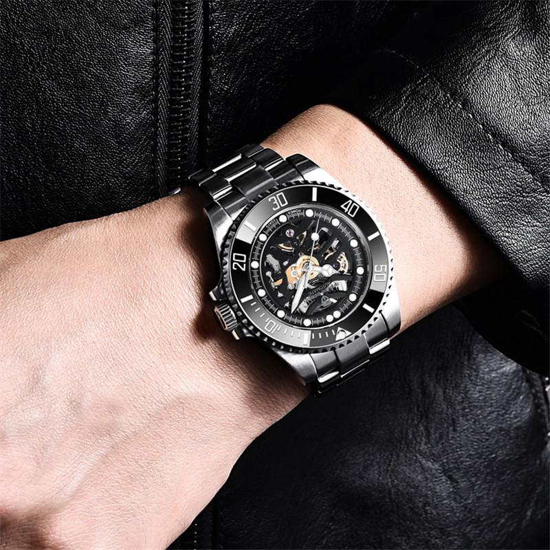 Pagani Design Automatic Mechanical Male Wristwatch Sapphire Glass Top Brand Luxury Black Stainless Steel Skeleton Men Watch 1659