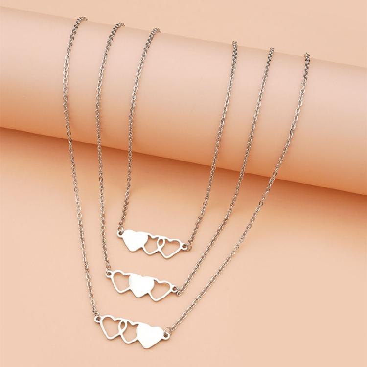 Necklace Suitable for 3 BFF Matching Heart Pendants Long Distance Friendship