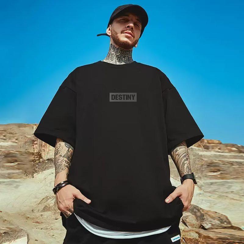 Men's Plus Size Trendy Short Sleeve Loose T-shirt - Summer Half Sleeve 300 Jin