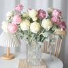 Artificial Ranunculus Flower Faux Silk Ranunculus Bouquet with 2 Heads Full Blooms And 1 Bud for Floral Arrangement Wedding Event Centerpiece