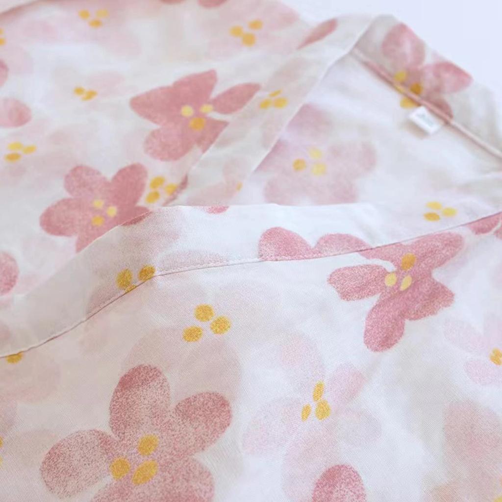 Washable Summer Plain Yukata Shijira Yukata Set Floral [YOUR LOVE] Women's Kimono, Samue, Jinbei, Set, Women's Pajamas, Weave, 2-Piece (XL, Pattern)