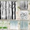 Waterproof Fabric Shower Curtains Tree Leaves White Birch Bathroom Large 240X180 3D Print Decoration Shower Curtain Bath Scree