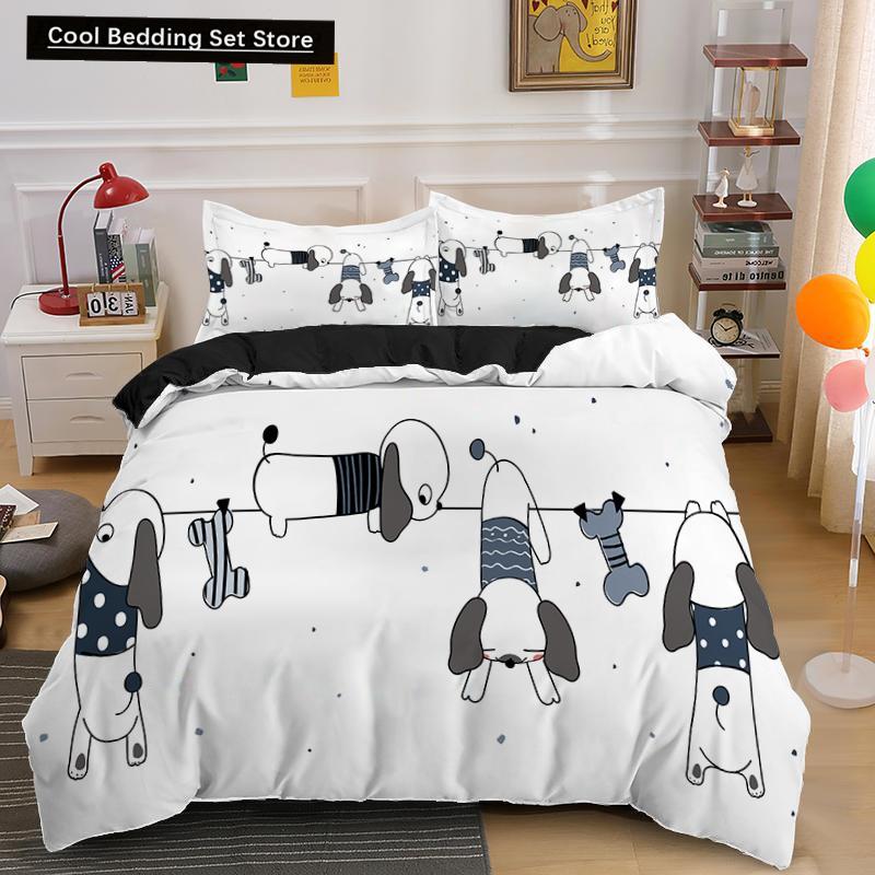 3D Cat King Queen Duvet Cover Cute Cartoon Kitty Bedding Set for Kids Teens Adults Pet Animal White 2/3pcs Polyester Quilt Cover