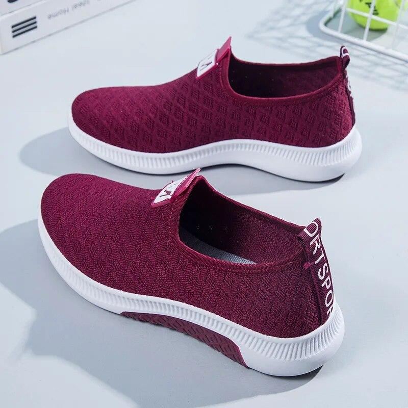 Summer Korean Mesh Comfortable Women Shoes Breathable Hollow Sports Walking Sneakers Casual Flat Ladies Solid Shoes