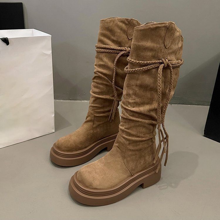 Thick-soled High Boots Stacked Boots Women's 2025 New Spring and Autumn Fashion Versatile Comfortable Casual Boots Children
