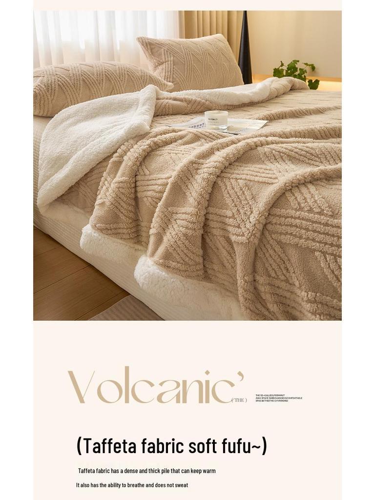 Gemütliche doppellagige Flanell- und Lammwoll-Decke für den Winter - Ideal für Sofa, Nickerchen oder Klimaanlagen-Nutzung