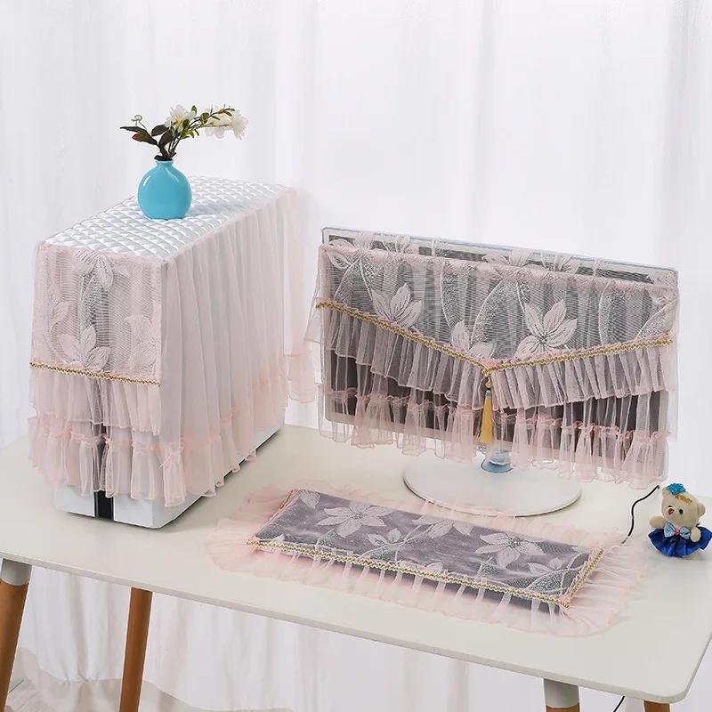 17/24/27inch 3Pcs European Lace Desktop Computer Dust Cover Computer Cover LCD Monitor Protective Cover Keyboard Dustproof