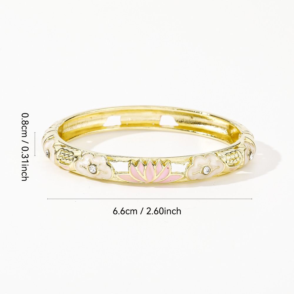 Hollow Out Enamel Floral Bangle Colorful Flower Bangle Vintage Dainty Jewelry Women