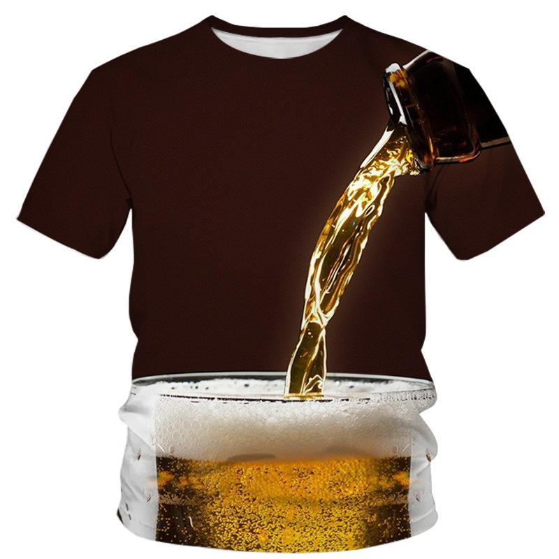 Pivo Digitálně Potištěné Tričko Pánské Dámské Trendy Tričko s Krátkým Rukávem