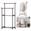 Double Rods Garment Rack Rolling Clothes Rack Multifunctional Clothes Rack with Wheels for Laundry Room Clothing Store
