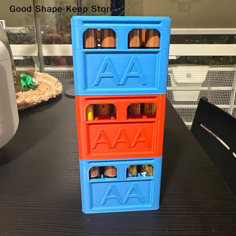 AAA/AA/9V/CR2032/CR2025 Stackable Battery Organizer Decorative Battery Storage Box Battery Holder, Home, Office Storage Box