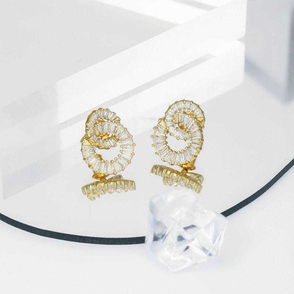 Exquisite Luxury Geometric Stud Earrings with Zircon Rhinestones for Women