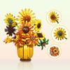 Building Blocks Rose Bouquet and Sunflower Vase Model