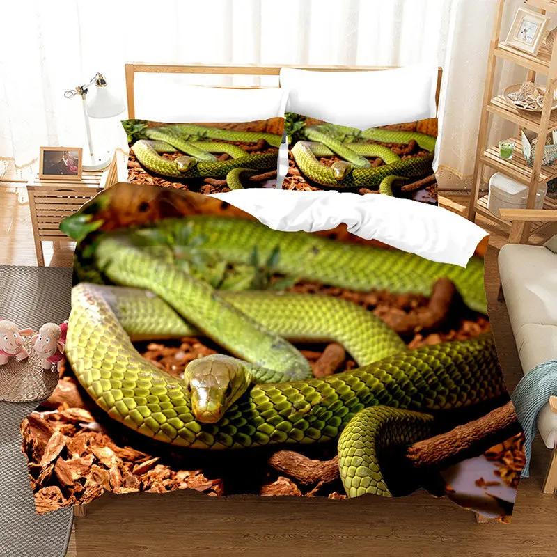 Comforter Snake Bedding Set Reptile Wild Animal Comforter Queen Size For Kids Adults Bedroom Room Decor