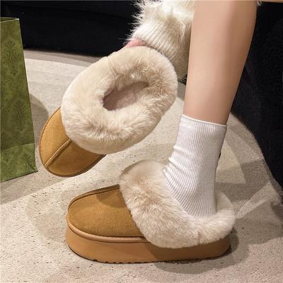 Moda Nowa Moda Futrzane Kapcie Damskie Puszyste Zimowe Buty Domowe Pianka Memory Puszyste Kapcie Gruby Obcas Pluszowe Kapcie Damskie Bawełniane Buty