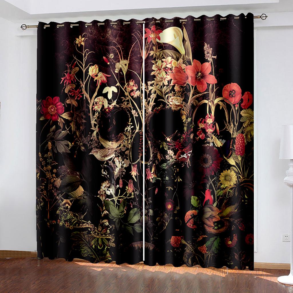 Tomb Forest Shading Window Drapes for Bedroom Living Room Halloween Decor Curtains Insulation Polyester Decor Boys Girls Gifts