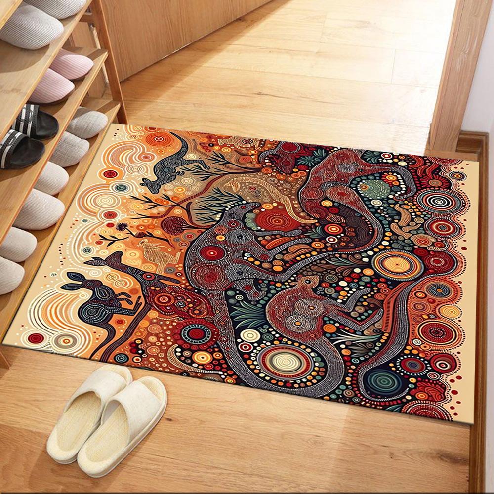 Tappetini da Pavimento con Animali dell'Arte Aborigena per Soggiorno, Camera da Letto e Decorazione della Stanza Sono Adatti per Regali.