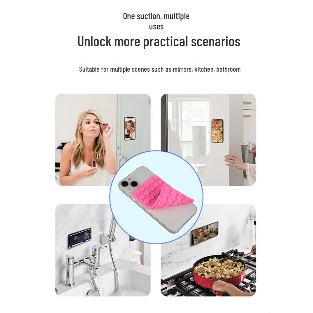Double-Sided 40-Suction Cup Silicone Phone Holder: Strong Adhesive, Non-Slip Design