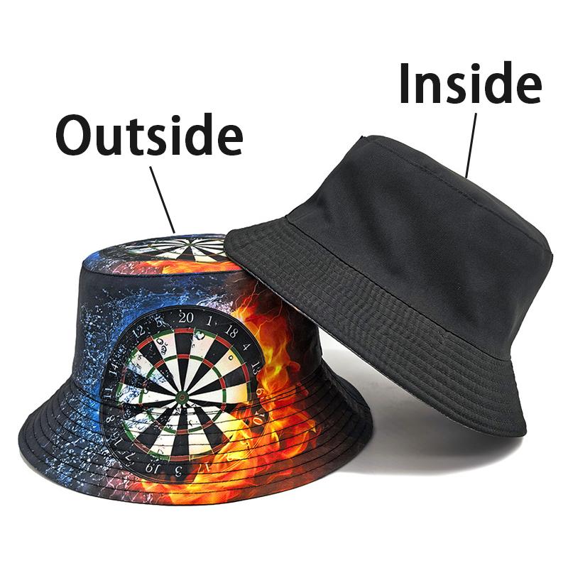 Dart Board Printing Bucket Hat Bow And Arrow Pattern FisherUnisex Hats Double Sides Reversible Panama Cap Caps For Unisex And Women