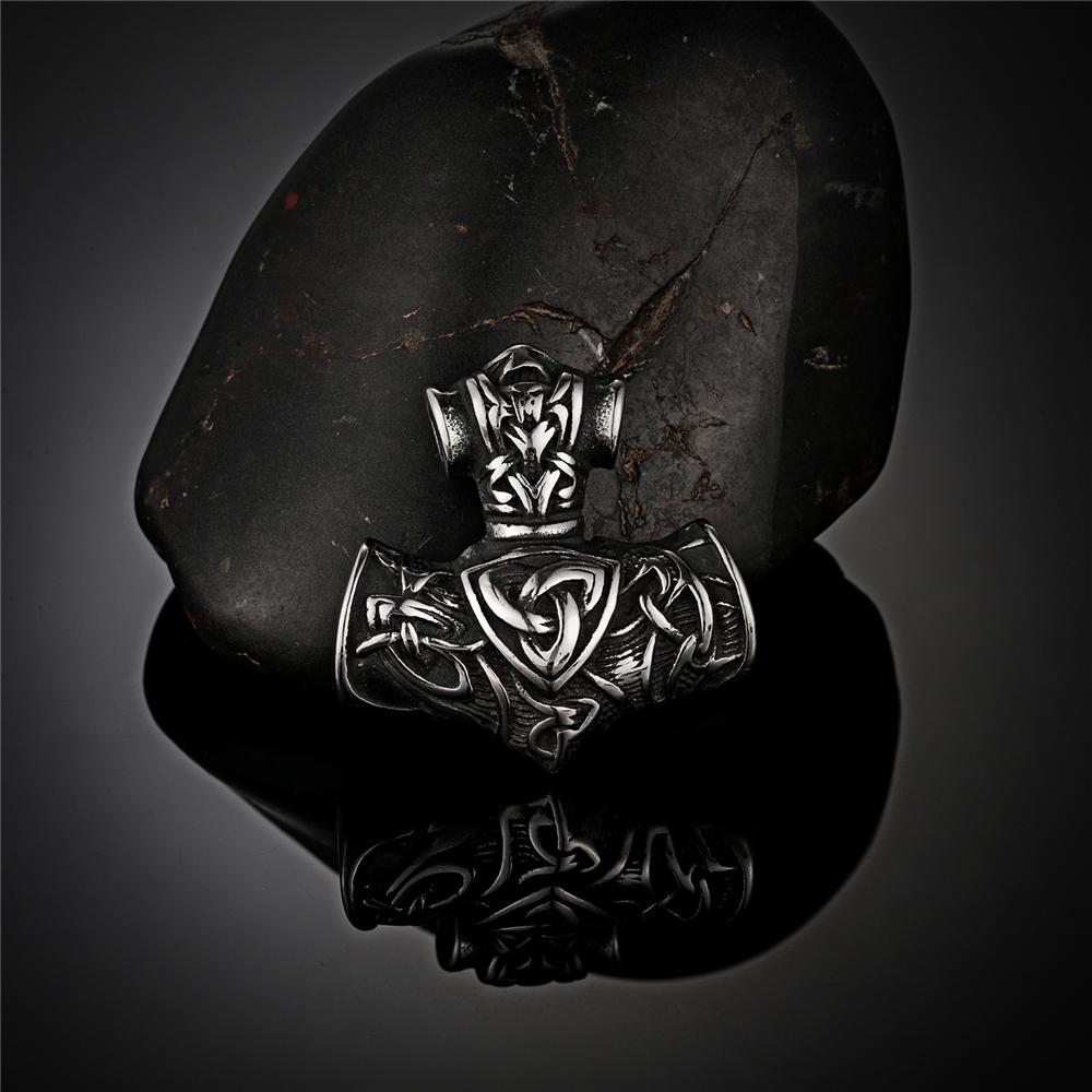 

Ожерелье с якорем и рунами викингов, мужское ожерелье с молотом Тора, мьёльнир, подвеска «Вегвизир», нержавеющая сталь, скандинавский амулет «Тринити», скандинавские украшения 60CM