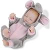 Mini Reborn Dolls Soft Silicone Realistic Closing Eyes Baby Doll Gift for Kids Adults
