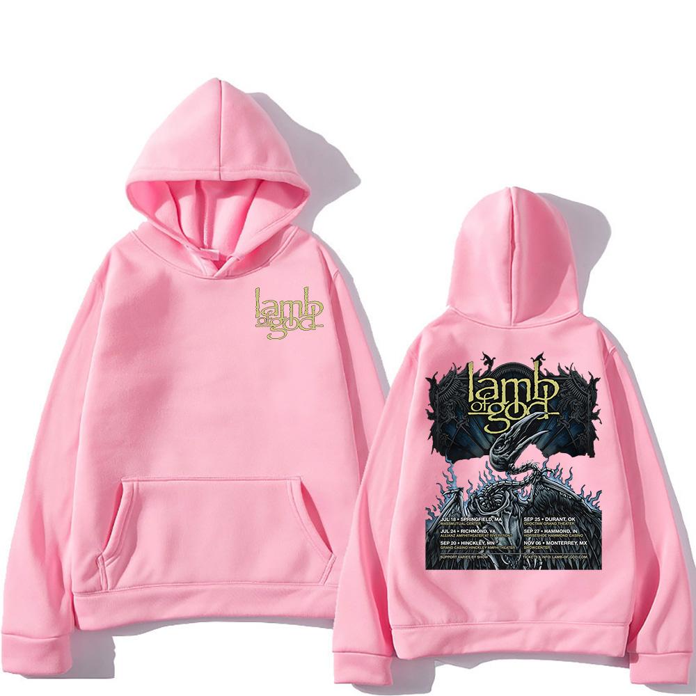 Lamb of God Tour 2025 Hoodies Rock Band Street Fashion Tracksuit Sweatshirts Long Sleeves Fleece Oversized Hooded Pullover