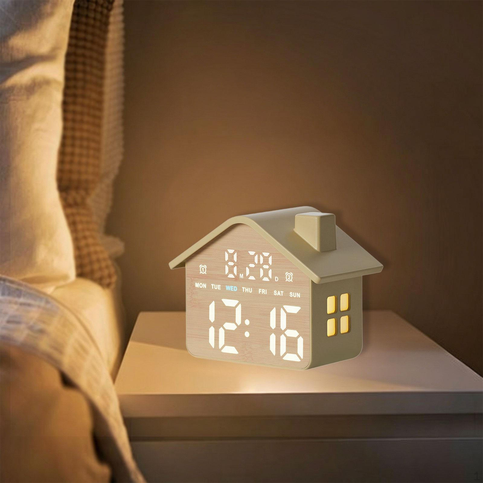

Desk Clock, House Shape Digital Alarm Clock for Office Kitchen жёлтый