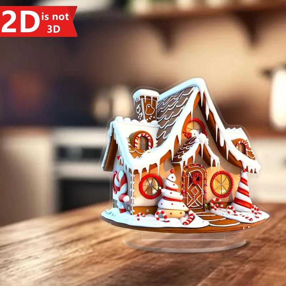 2D God Jul Pepparkakshus. Perfekt skrivbordsdekoration för hem & kontor. Idealisk festlig gåva.