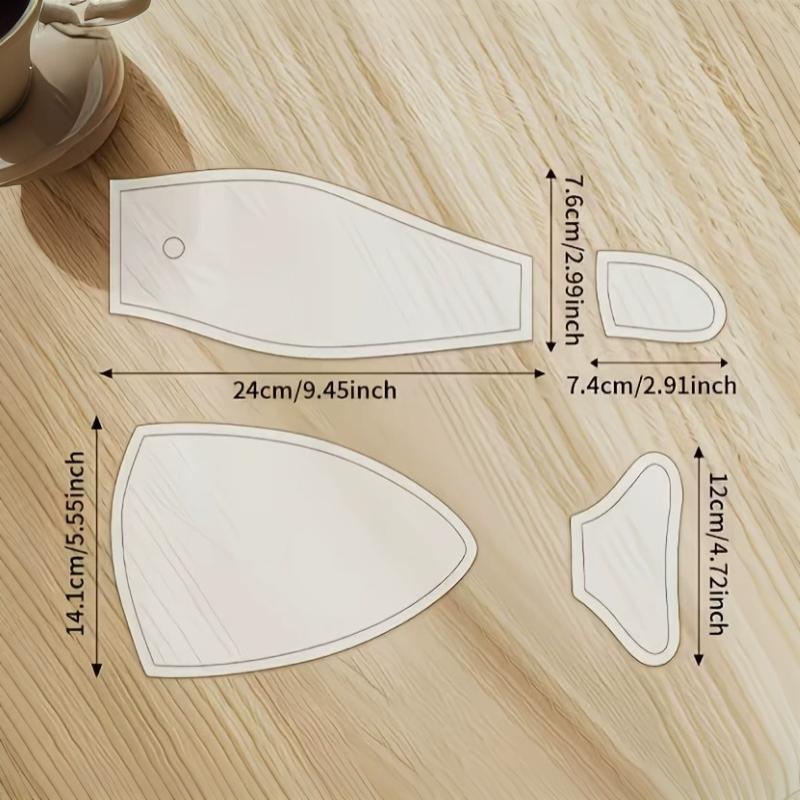 4Pcs Diy Shark Mouth Zipper Pouch Quilting Template Adorable Shark Pencil Case Sewing Template Transparent Craft Stencil