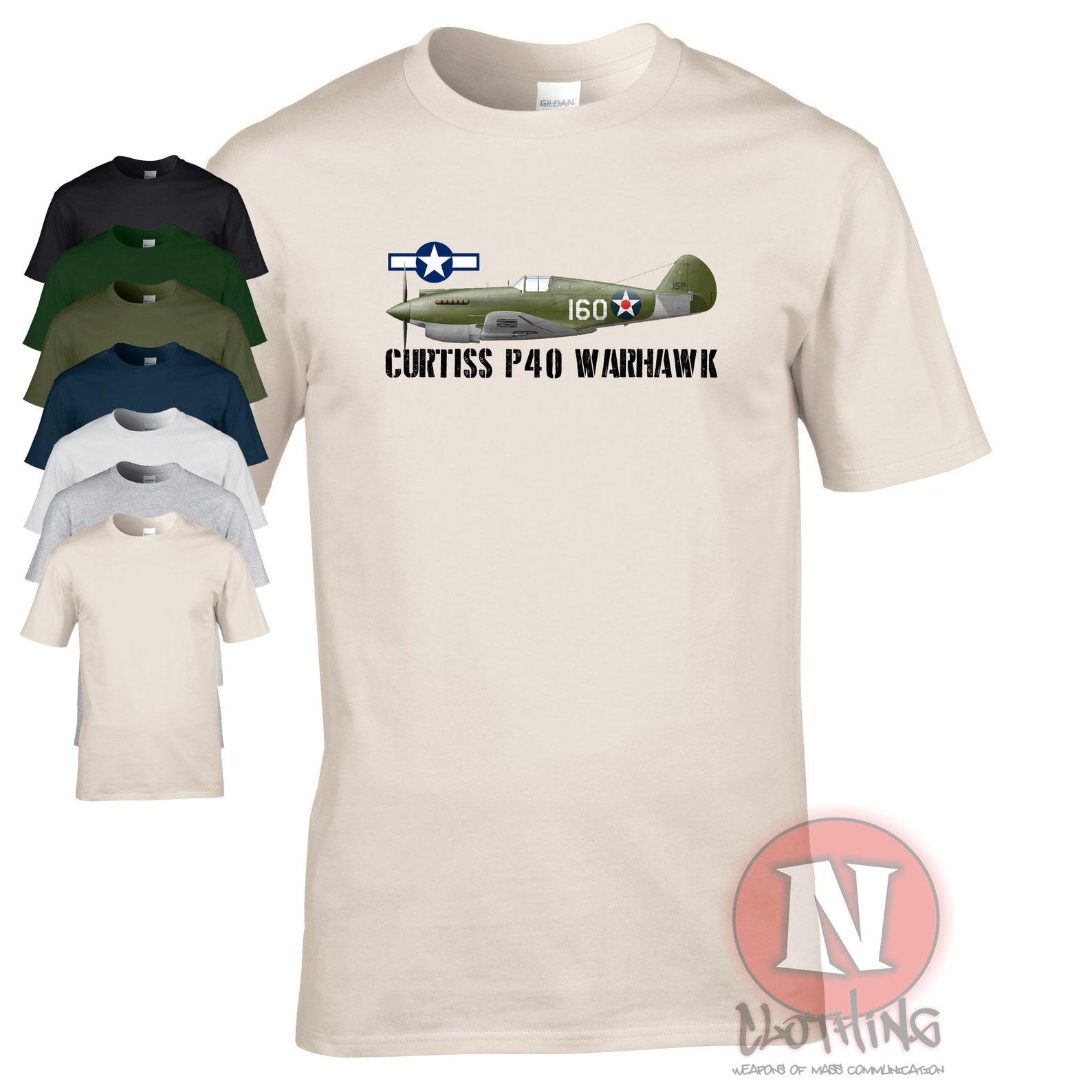 Curtiss P-40 Warhawk T-Shirt. WW2 US army Airforce Navy S