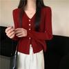 1116 Autumn long-sleeved knitted sweater collar jacket cardigan lazy and thin top with women's design sweater